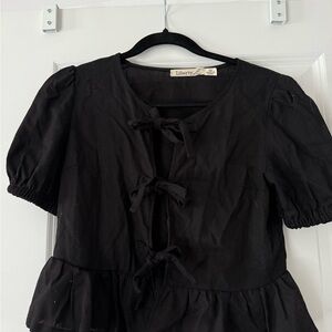 Liberty Love Black Tie-Front Blouse